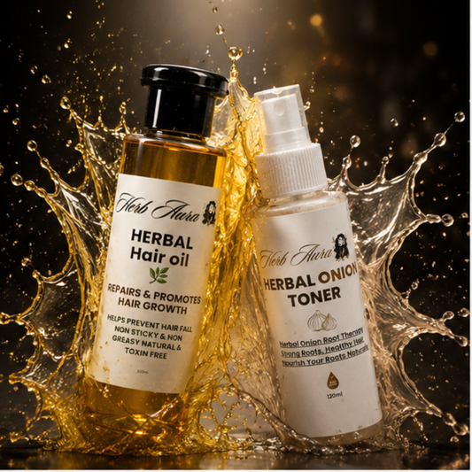 Herbal Hair Oil + Herbal Onion Toner Bundle