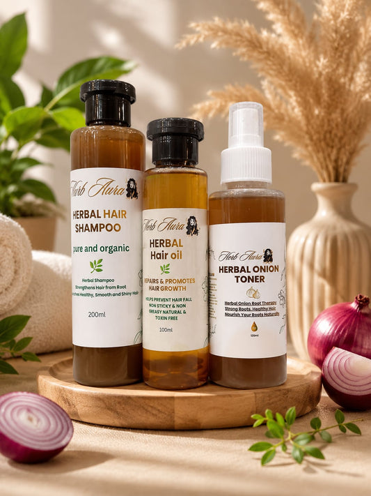 Herbal Hair Oil, Shampoo & Onion Toner