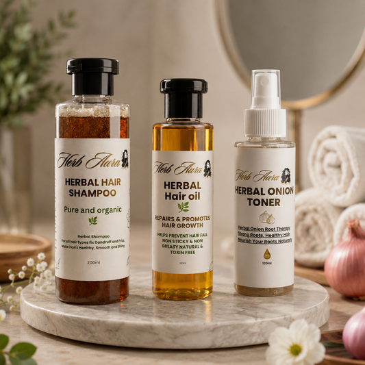 Herbal Hair Oil, Shampoo & Onion Toner