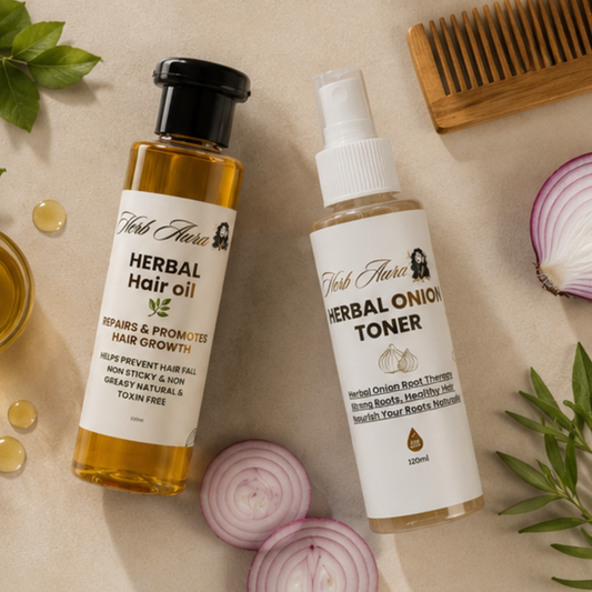 Herbal Hair Oil + Herbal Onion Toner Bundle